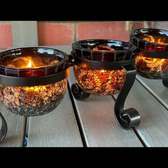 PARTYLITE Amaretto Swirl Mosaic Centerpiece Rare Collectors Retired Piece NIB - Picture 2 of 11